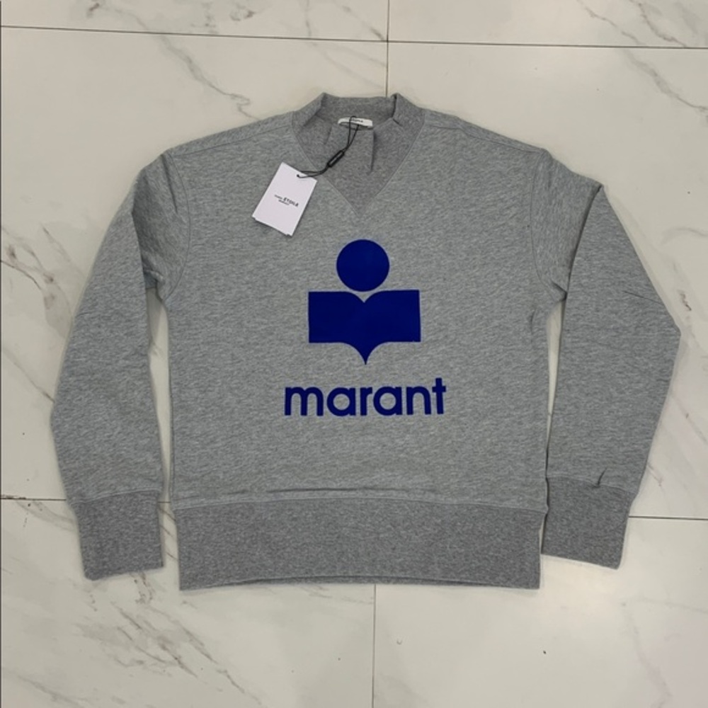 Isabel Marant Etoli Mobyli Sweater grey ecru / blue marant logo Womans 34
